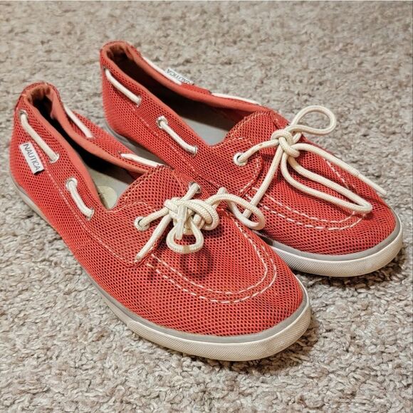 Nautica Red Pinecrest Mesh Boat Shoes NW002E Size 7 - Picture 1 of 10